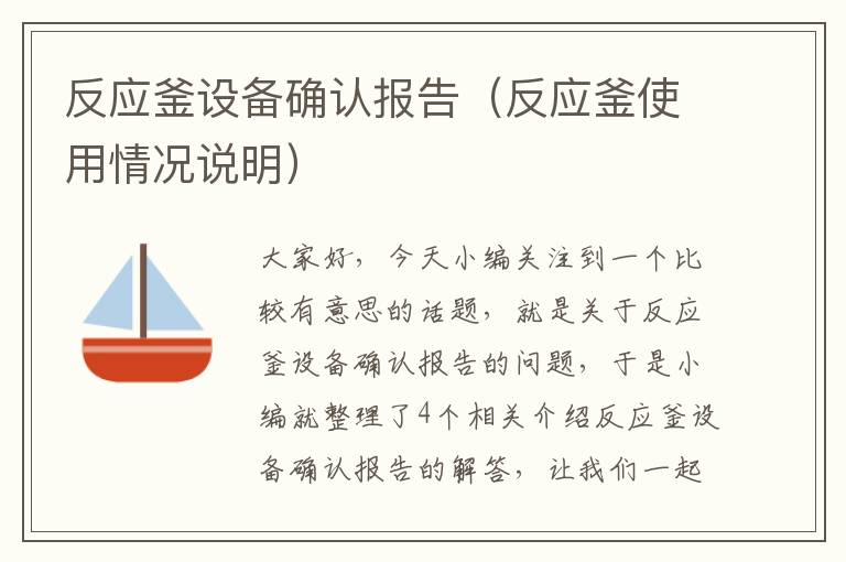 反应釜设备确认报告(反应釜使用情况说明)