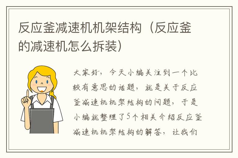 反应釜减速机机架结构(反应釜的减速机怎么拆装)