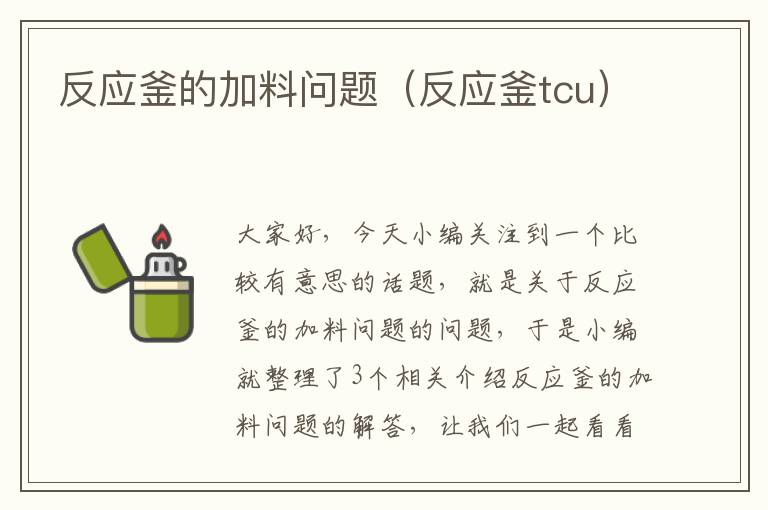 反应釜的加料问题（反应釜tcu）