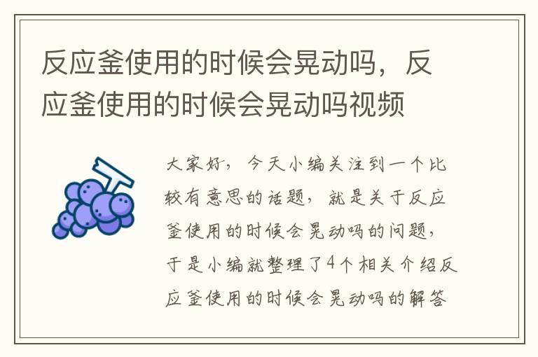 反应釜使用的时候会晃动吗,反应釜使用的时候会晃动吗视频
