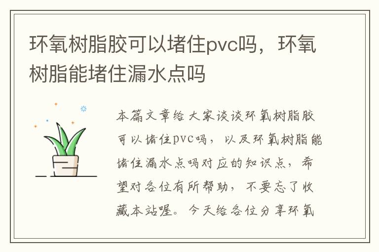 环氧树脂胶可以堵住pvc吗,环氧树脂能堵住漏水点吗