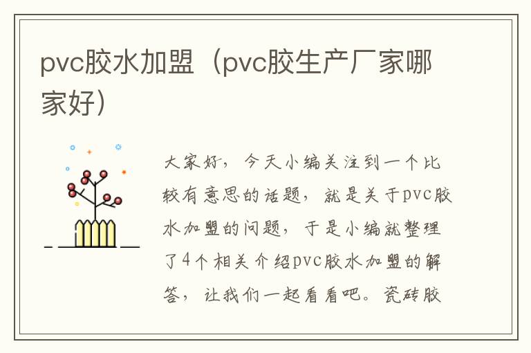 pvc胶水加盟(pvc胶生产厂家哪家好)