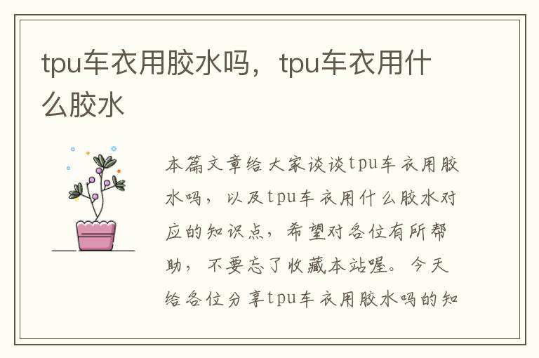 tpu车衣用胶水吗,tpu车衣用什么胶水