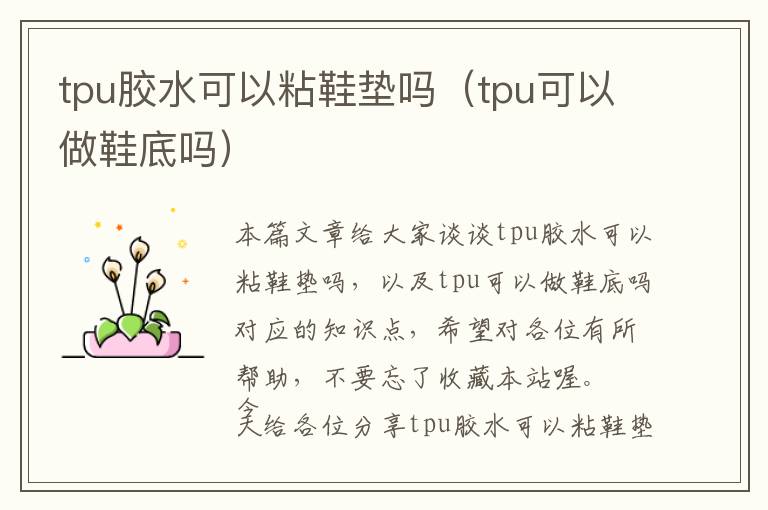 tpu胶水可以粘鞋垫吗(tpu可以做鞋底吗)