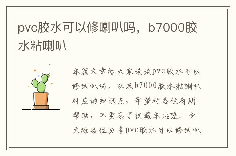 pvc胶水可以修喇叭吗,b7000胶水粘喇叭
