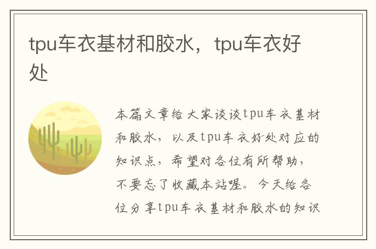 tpu车衣基材和胶水，tpu车衣好处