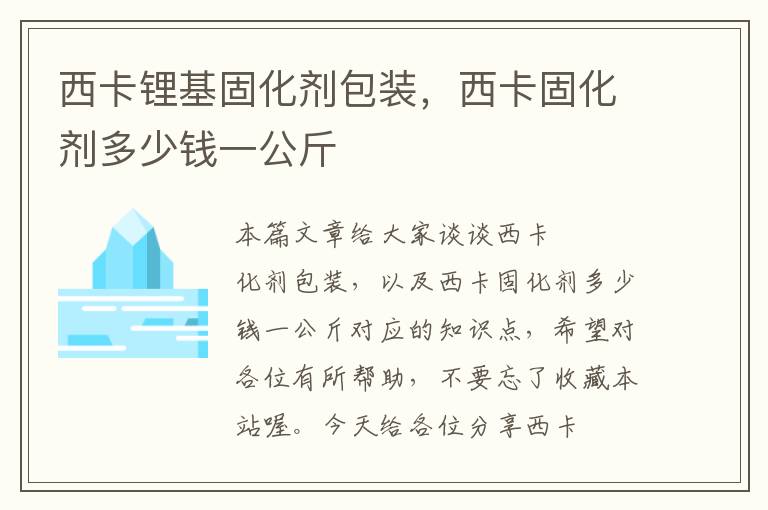 西卡锂基固化剂包装,西卡固化剂多少钱一公斤