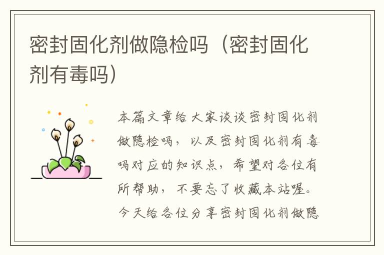 密封固化剂做隐检吗(密封固化剂有毒吗)