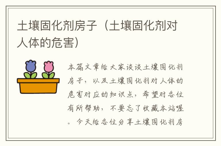 土壤固化剂房子(土壤固化剂对人体的危害)