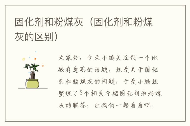 固化剂和粉煤灰(固化剂和粉煤灰的区别)