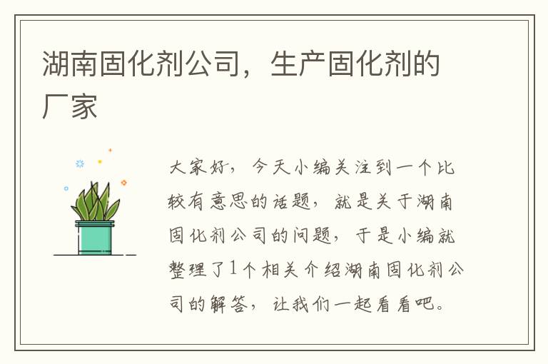 湖南固化剂公司,生产固化剂的厂家