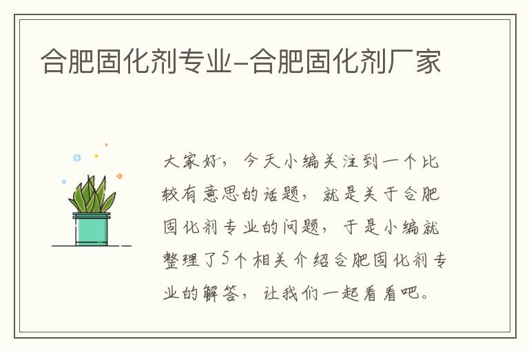 合肥固化剂专业-合肥固化剂厂家