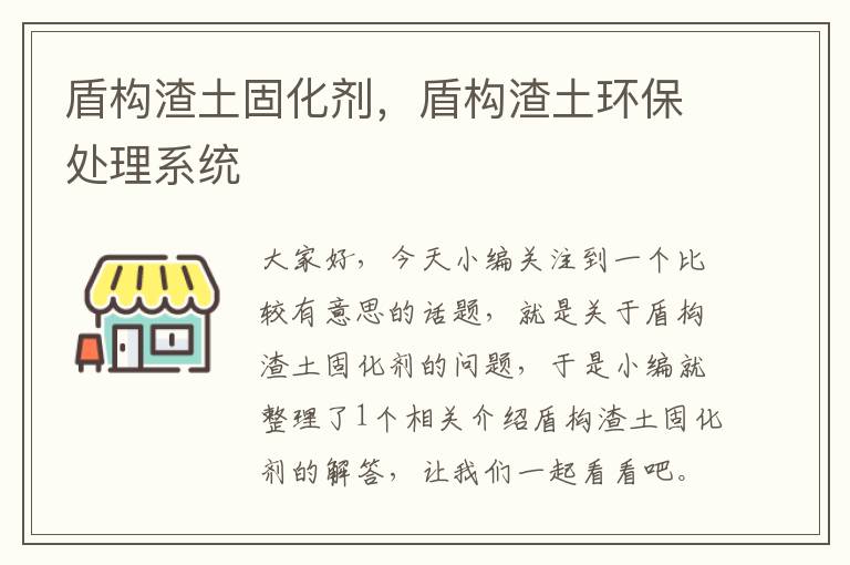 盾构渣土固化剂,盾构渣土环保处理系统