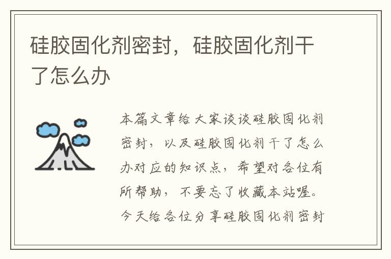 硅胶固化剂密封,硅胶固化剂干了怎么办
