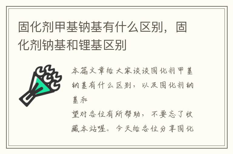 固化剂甲基钠基有什么区别,固化剂钠基和锂基区别