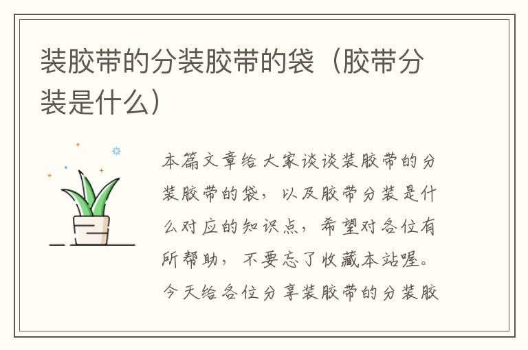 装胶带的分装胶带的袋(胶带分装是什么)