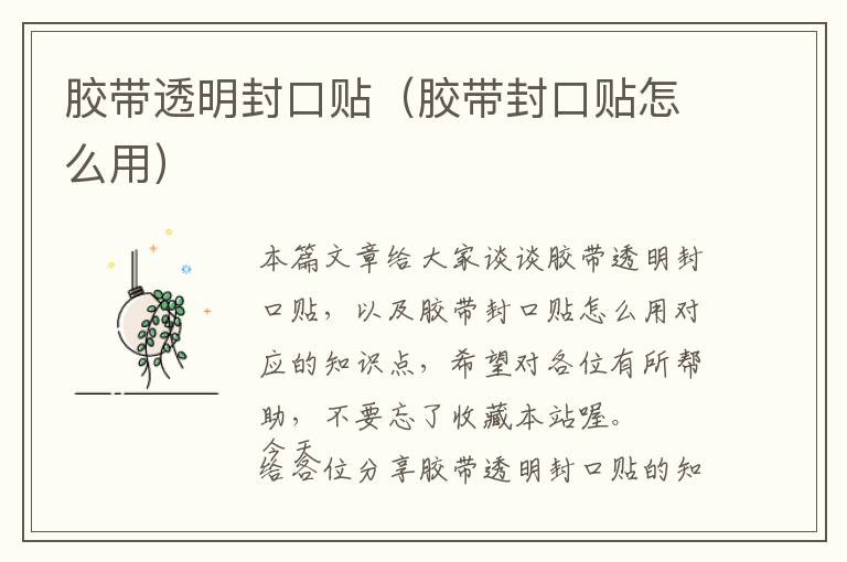 胶带透明封口贴(胶带封口贴怎么用)