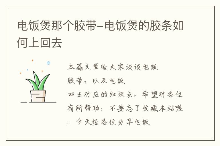 电饭煲那个胶带-电饭煲的胶条如何上回去