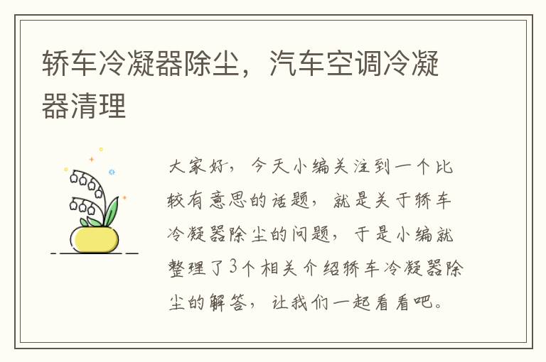 轿车冷凝器除尘,汽车空调冷凝器清理