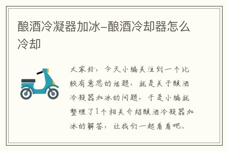 酿酒冷凝器加冰-酿酒冷却器怎么冷却