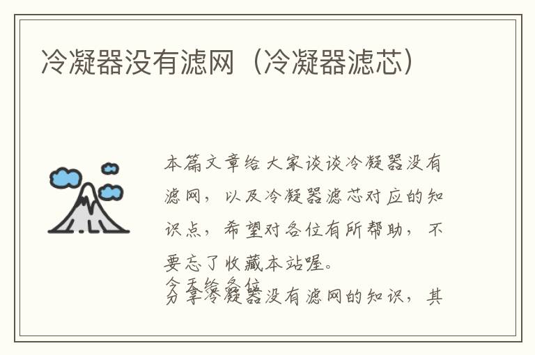 冷凝器没有滤网(冷凝器滤芯)