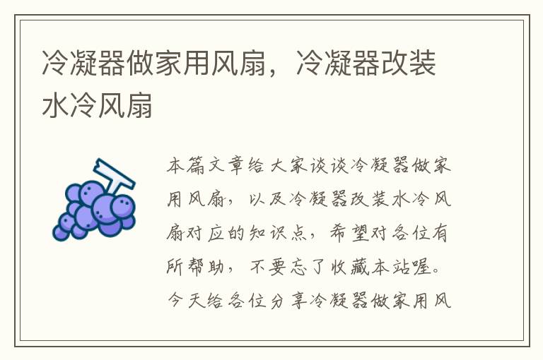 冷凝器做家用风扇,冷凝器改装水冷风扇