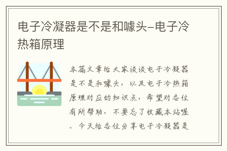 电子冷凝器是不是和噱头-电子冷热箱原理