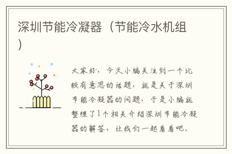 深圳节能冷凝器(节能冷水机组)