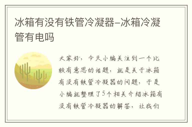 冰箱有没有铁管冷凝器-冰箱冷凝管有电吗