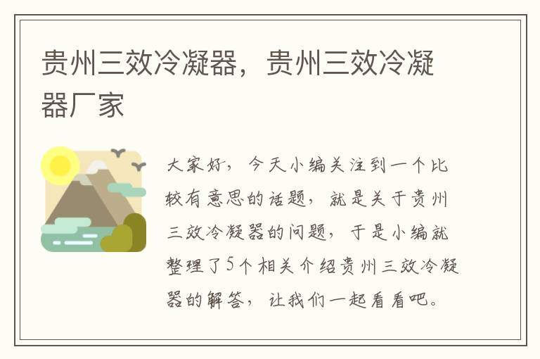 贵州三效冷凝器,贵州三效冷凝器厂家