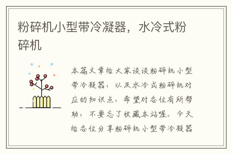 粉碎机小型带冷凝器,水冷式粉碎机