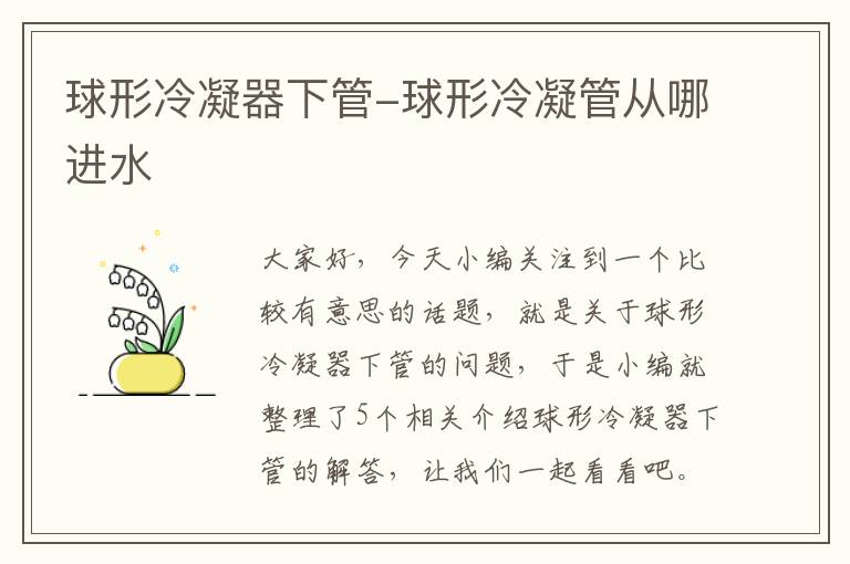 球形冷凝器下管-球形冷凝管从哪进水