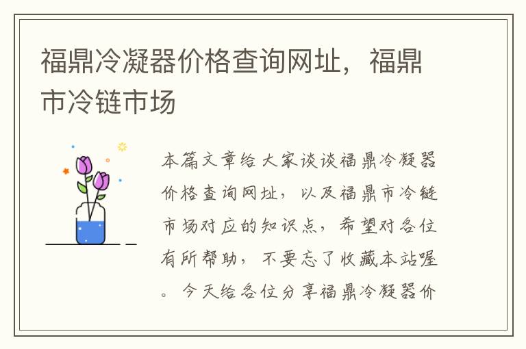 福鼎冷凝器价格查询网址,福鼎市冷链市场