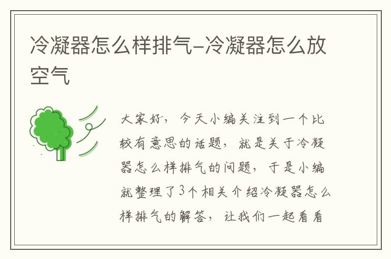 冷凝器怎么样排气-冷凝器怎么放空气