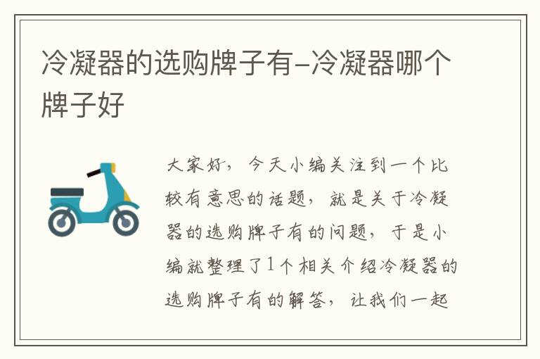 冷凝器的选购牌子有-冷凝器哪个牌子好