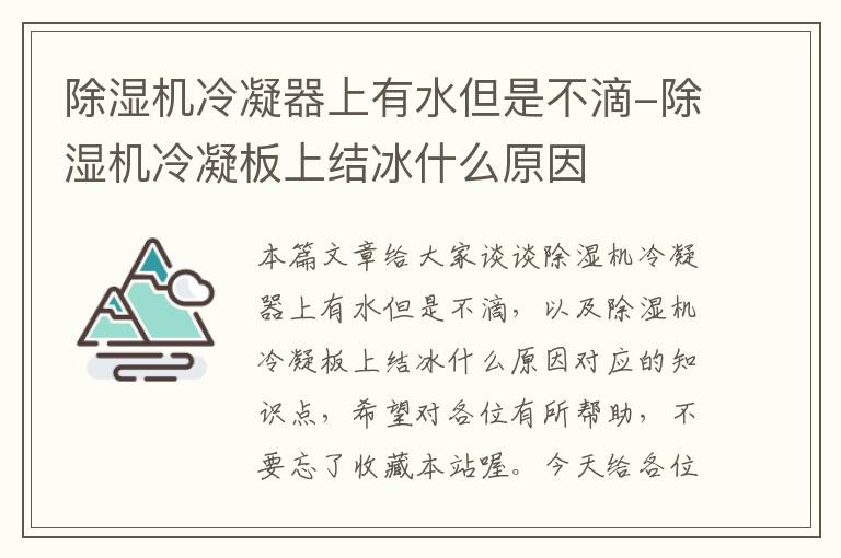 除湿机冷凝器上有水但是不滴-除湿机冷凝板上结冰什么原因