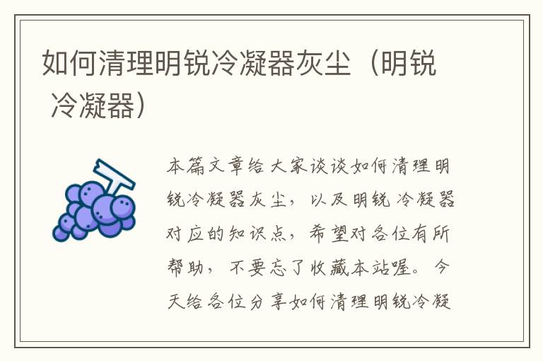 如何清理明锐冷凝器灰尘(明锐 冷凝器)