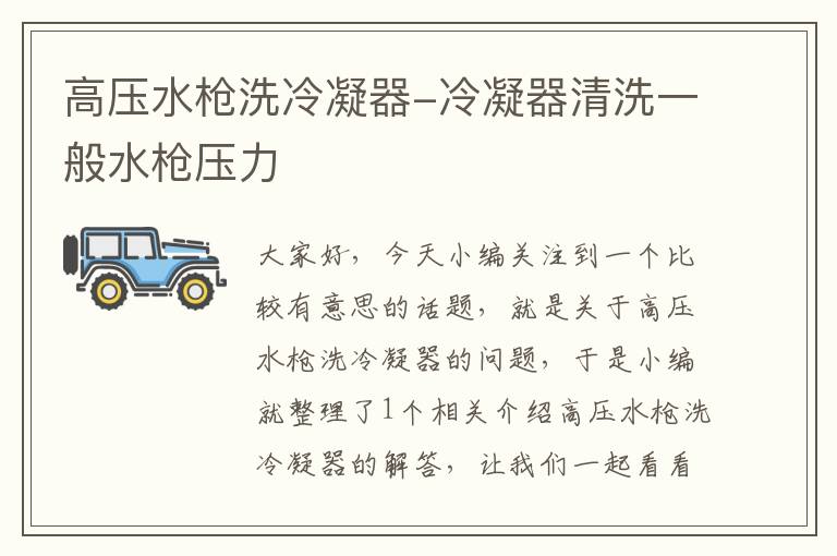 高压水枪洗冷凝器-冷凝器清洗一般水枪压力