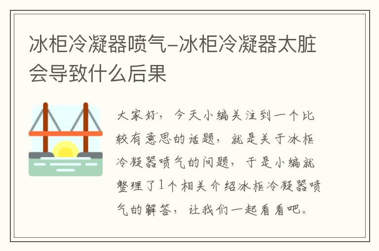 冰柜冷凝器喷气-冰柜冷凝器太脏会导致什么后果