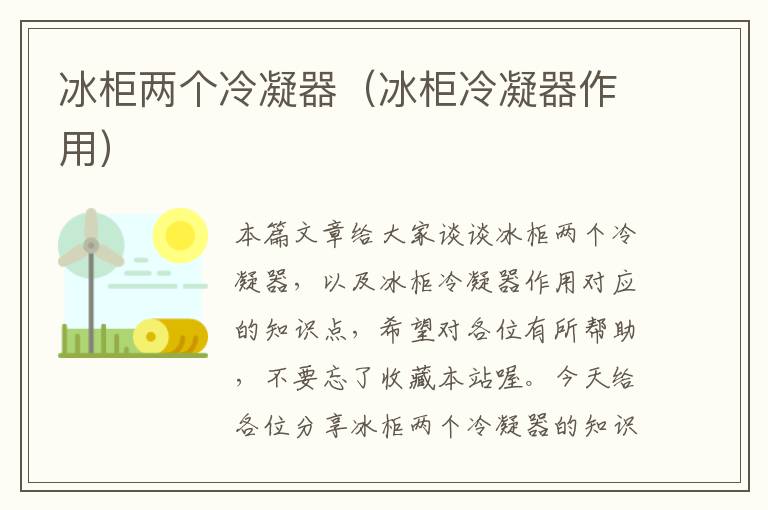 冰柜两个冷凝器(冰柜冷凝器作用)