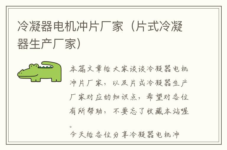 冷凝器电机冲片厂家(片式冷凝器生产厂家)