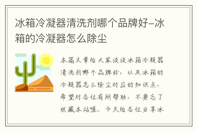 冰箱冷凝器清洗剂哪个品牌好-冰箱的冷凝器怎么除尘