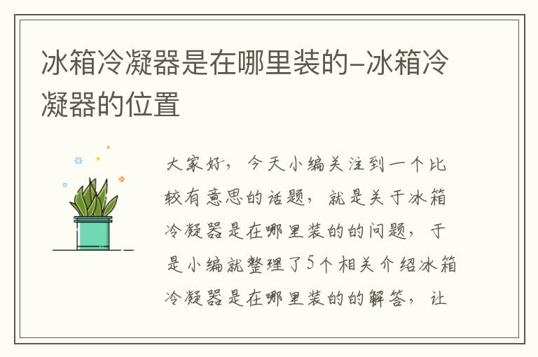 冰箱冷凝器是在哪里装的-冰箱冷凝器的位置