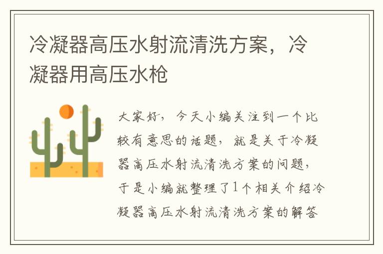 冷凝器高压水射流清洗方案,冷凝器用高压水枪