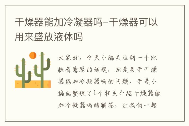 干燥器能加冷凝器吗-干燥器可以用来盛放液体吗