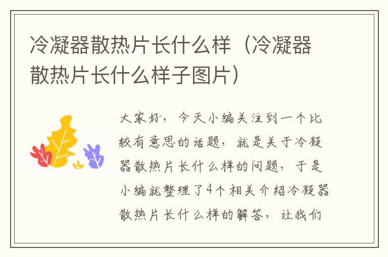 冷凝器散热片长什么样(冷凝器散热片长什么样子图片)