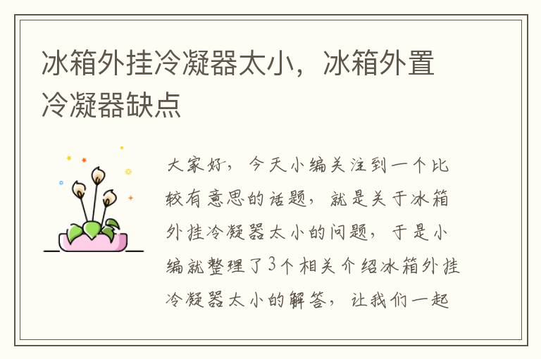 冰箱外挂冷凝器太小,冰箱外置冷凝器缺点