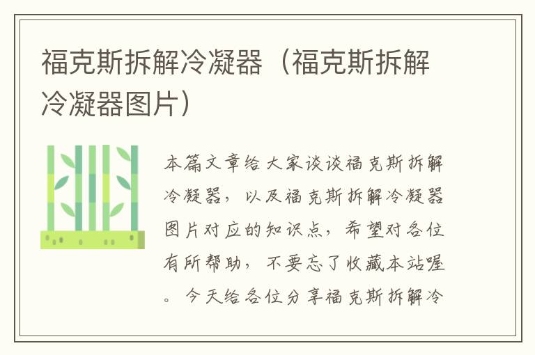福克斯拆解冷凝器(福克斯拆解冷凝器图片)