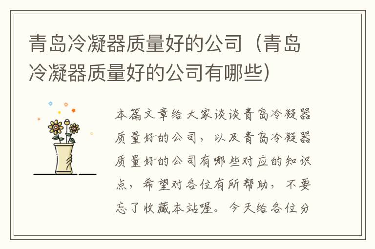 青岛冷凝器质量好的公司(青岛冷凝器质量好的公司有哪些)