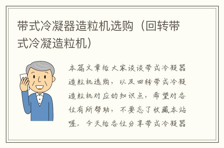 带式冷凝器造粒机选购(回转带式冷凝造粒机)